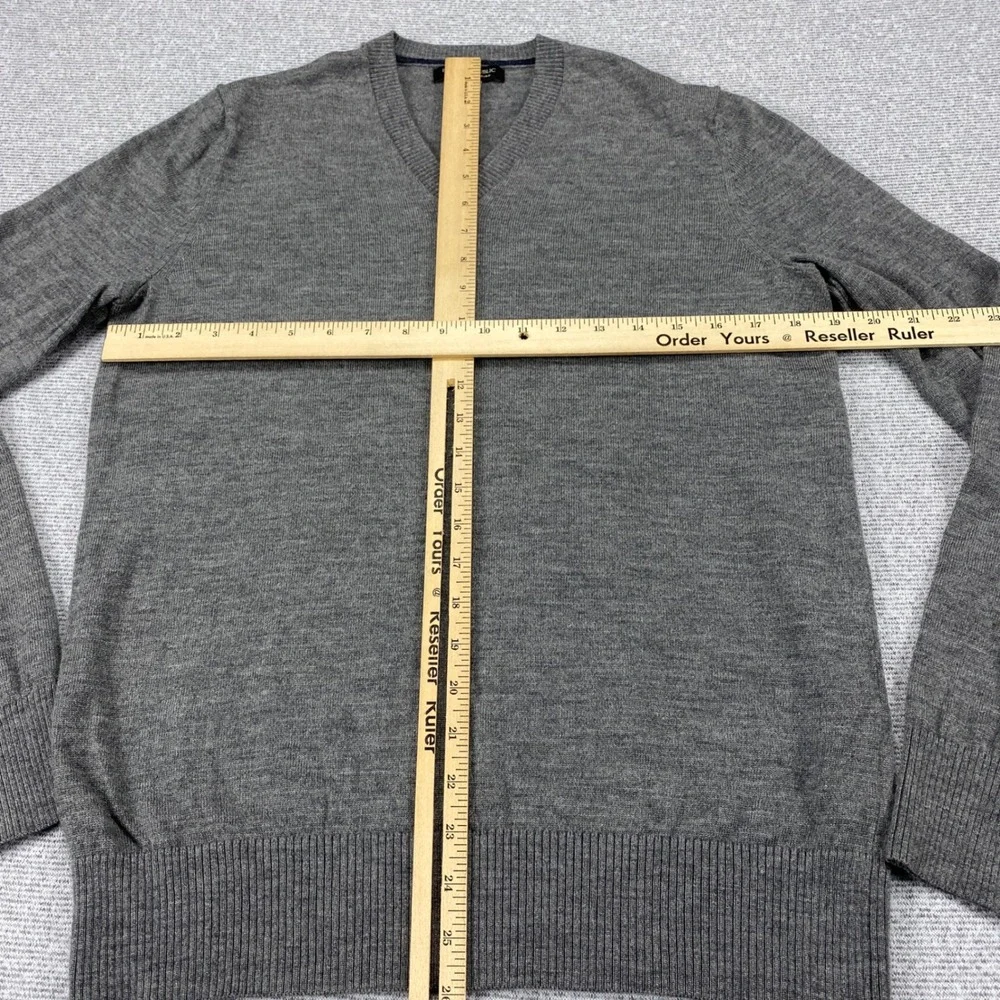 Banana Republic‎ Mens Extra Fine Merino Wool V-Neck Sweater Gray Medium